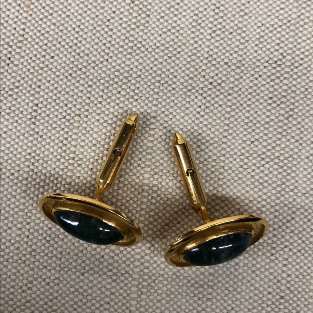 Vintage Gold plated genuine stone cufflinks Unisex - Picture 4 of 7